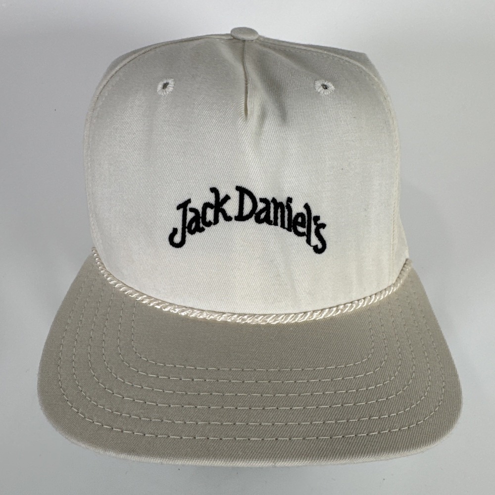 Vintage New Era Jack Daniels‎ Pro Model White Rope Snapback Hat Made In USA